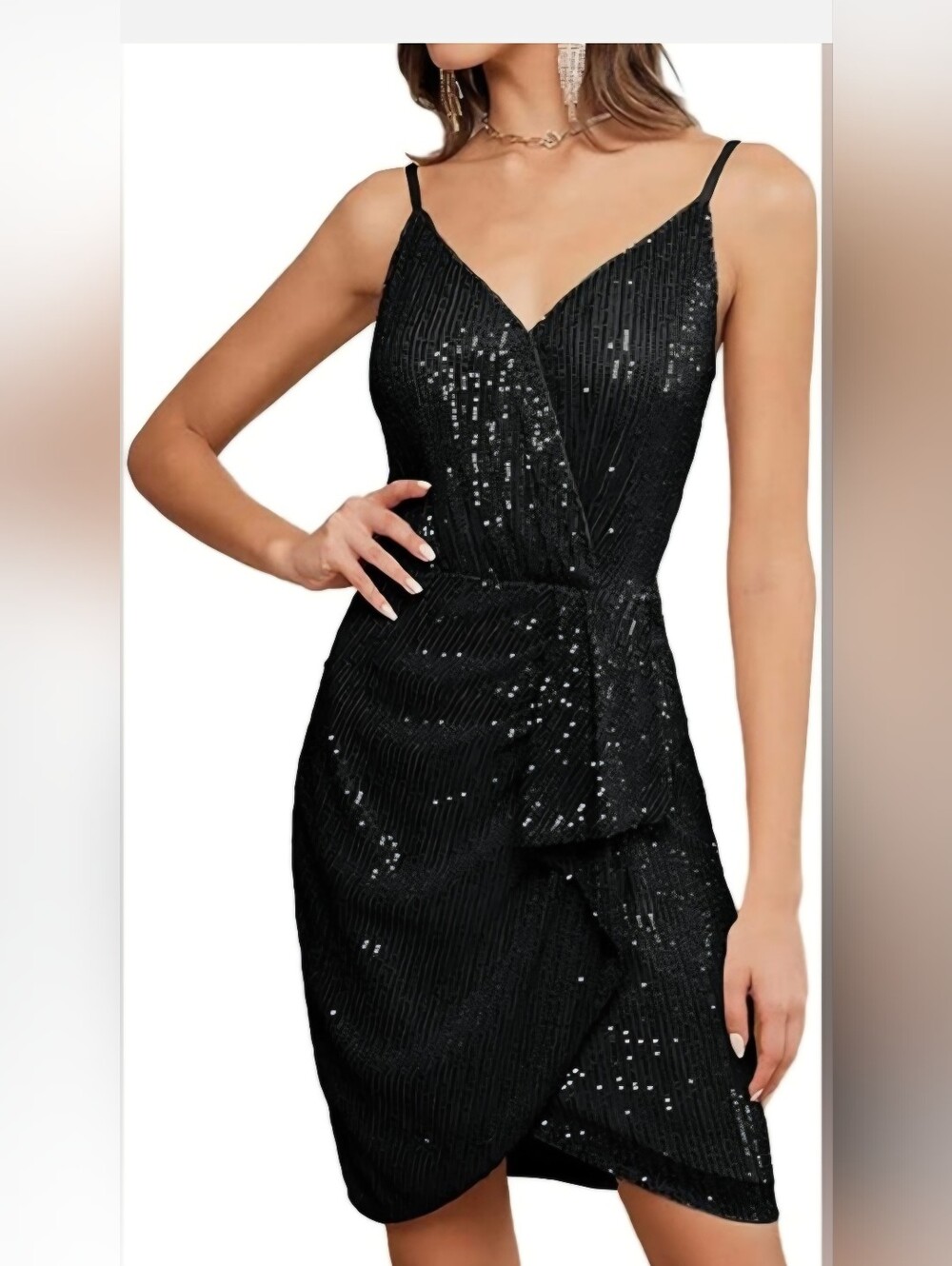 Grace Karin Sequin Faux Wrap Cocktail Dress Large